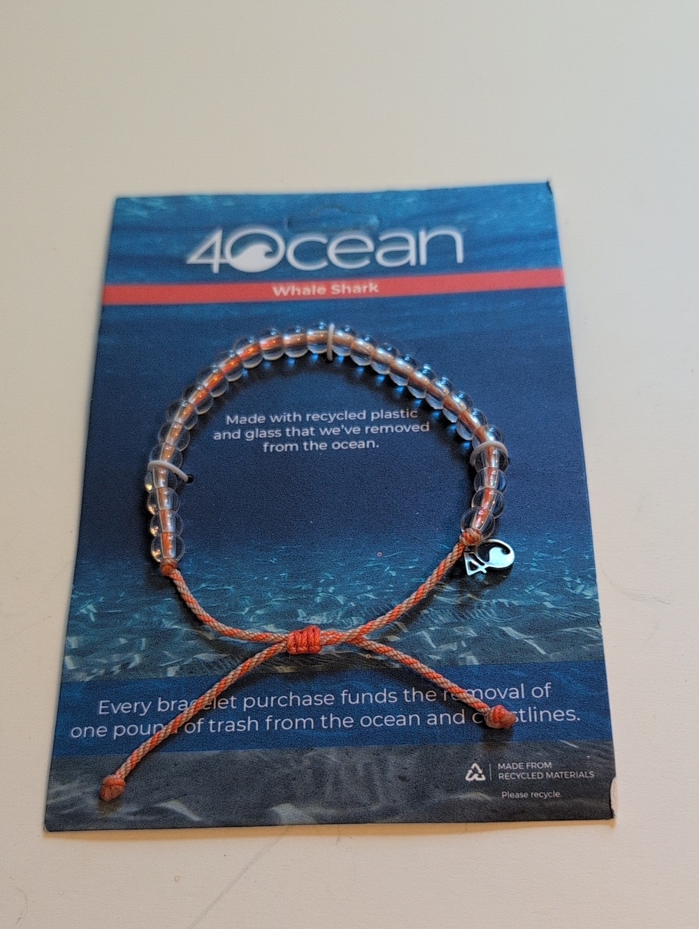 4ocean Orange Beaded Whale Shark Bracelet